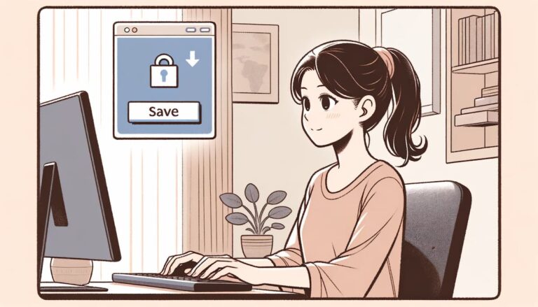Webページを保存している女性