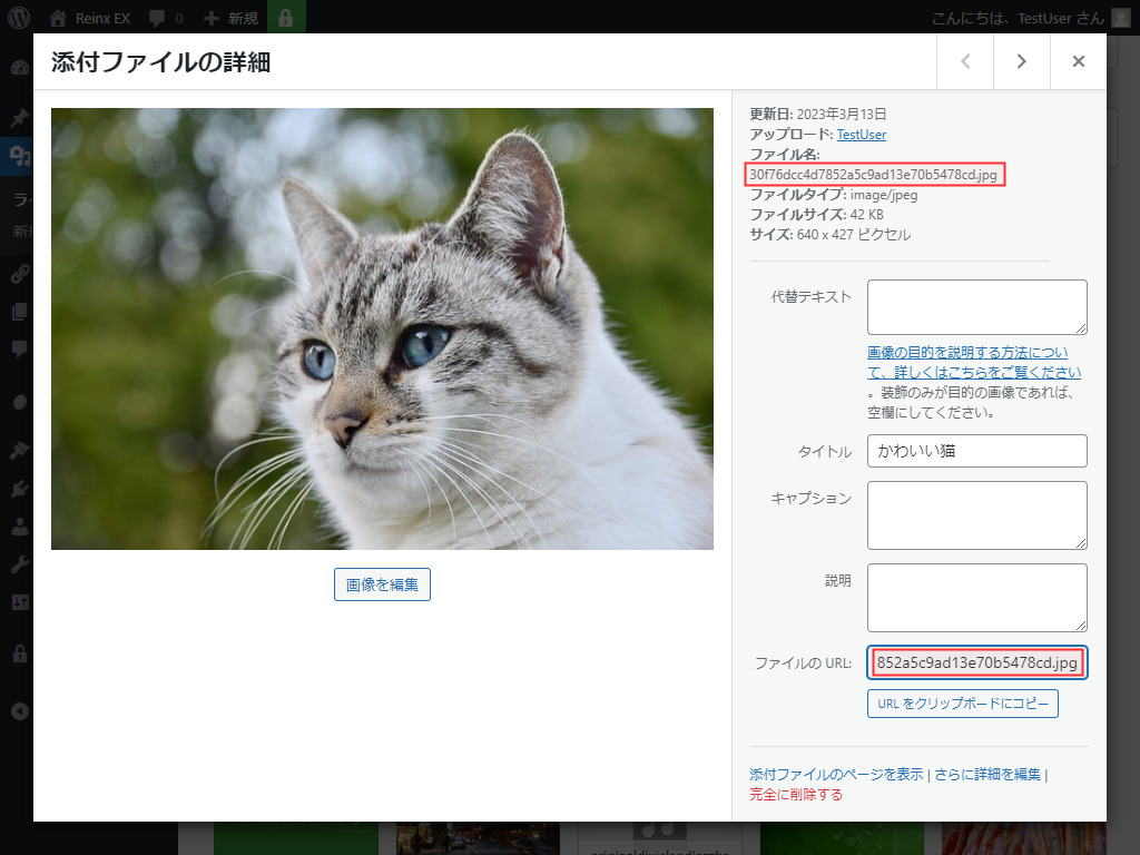 半角英数字にリネームされた(サニタイズされた)ファイル名