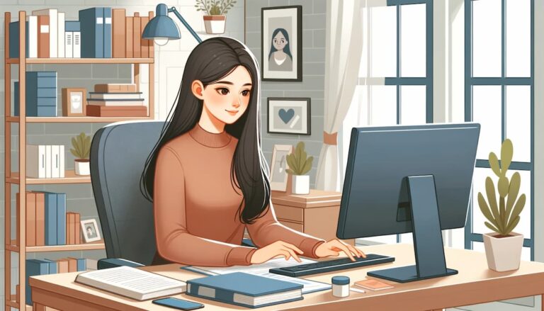 パソコンで作業する女性